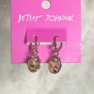 Betsey Johnson Heart Egg Drop Earrings